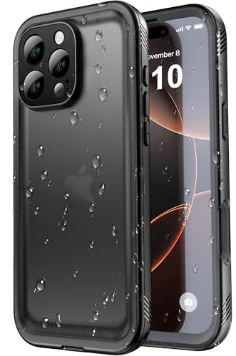 SPORTLINK Cover per iPhone 16 Pro Max Impermeabile Antiurto - 360 Integrale Armor Militare Protettiva Custodia Antipolvere con Fotocamera/Schermo Protezione Per iPhone 16 Pro Max 6.9, Nero