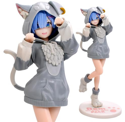 Re-m Figure, Re Zero Figura ,Starting Life in Another World,Re-m Anime Figure Decor Cartoon Model Toy, Modello di Anime Personaggio In piedi Modello Home Desktop Decoration per Bambino Regali,8.2 Inch