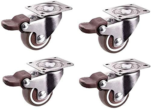 KIEYENS Lenkrollen, leichte Lenkrollen mit Bremse, TPE-Gummi-Super-Mute-Räder für Bücherregale, Schubladen, Blumenregale, kleine Schränke (4 Stück), Rollen