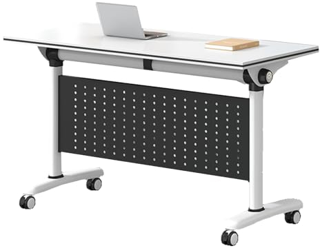 Zusammenklappbarer Konferenztisch mit Rollen, mobiler Seminar-Tisch, Meeting-Tisch, rechteckiger Trainingstisch mit Schallwand, einfache Montage, 6 Stück (140 x 39,9 x 74,9 cm)