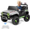 Kinder Elektroauto, Kinder Auto Elektro 12V, 2.4G-Fernbedienung, 3.2-5.1km/h, Mit eingebautem Bluetooth-Lautsprecher, LED-Leuchten und Musik-Player（grau）