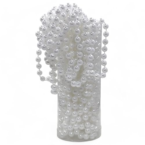 MIJOMA Ghirlanda di perle – Elegante filo di perle, collana di perle e corda decorativa di perle | Stile elegante per decorazioni da tavolo, Natale, Avvento, matrimonio | Perline decorative da 8 mm