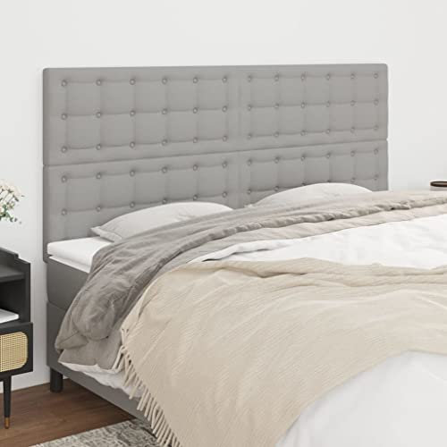 THOYTOUI Kopfteile, Bed headboard Polsterpaneel Bett Kopfteil Rückenkissen Bett Geeignet für Gästezimmer Schlafzimmer Wohnung Hotel 4 STK. Hellgrau 90x5x78/88 cm Stoff