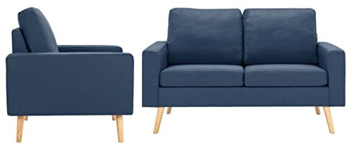 ShGaxin 2-TLG. Sofagarnitur, Schlafsofa, Schlafcouch, Couch, Sofa Schlafzimmer, Couch Jugendzimmer, Sofa Jugendzimmer, Couchgarnitur, Stoff Blau