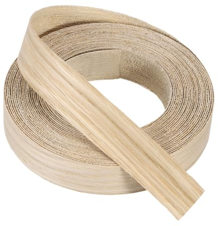 PATIKIL Cinta de borde de roble blanco, cinta de chapa de madera de 1 pulgada x 25 pies, banda de borde de madera contrachapada flexible prepegada con adhesivo termofusible para restauración de