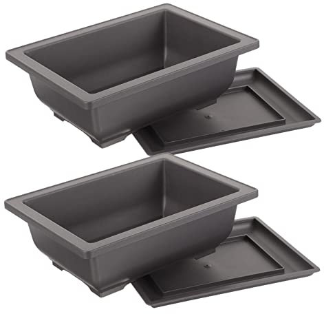 ANDRESLAD 2ensembles Pots De Plastique avec Saucières Pots De Plantes Idéaux pour Bonsai Et Décoration Intérieure Extérieure