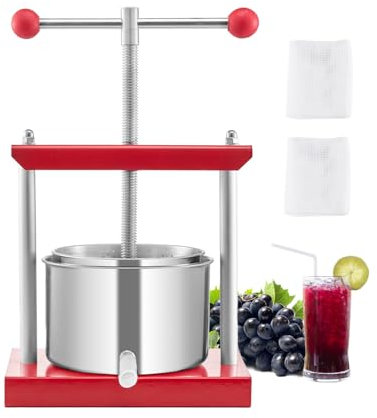 VEVOR Pressa Manuale per Vino di Frutta Cesto in Acciaio Inox 3L con Manico, Spremiagrumi Manuale per Bevande Alcoliche Pressa per Sidro, Mela, UVA, Tintura, Miele, Olio d'Oliva Cucina, Casa