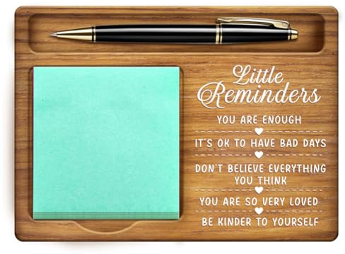 GOMAKERER Porta Note Adesive Motivazionali, Piccolo Promemoria con Parole Organizer per Appunti In Legno di Pino Porta Memo Autoadesivo Decorazione per Ufficio In Legno per Scrivania Da Ufficio Regalo