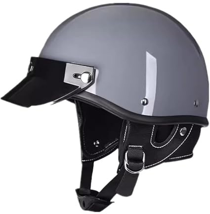VVPEC Casco Scodella Portatile Mezzi Caschi Jet Mezzo Caschi da Motociclista Vintage Caschi Cromwell Caschi Casco A Scodella Scooter Motorino ECEDOT Omologato Mezzo Elmetto da Moto(4,XL=61~62cm)