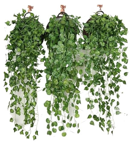 Plante Artificielle Tombante Plante artificielle rampante verte, 2 pièces, vigne murale suspendue, décoration de jardin de maison, rotin, fête de mariage, bricolage, fausses feuilles de lierre(2)