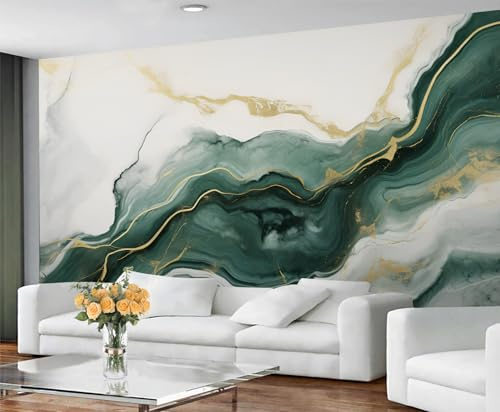 GIVLWF Gray & Green Gold Marble Wallpaper, Marble Bedroom Wallpaper Murals, Watercolor Wall Paper for Living Room, Nordic Luxury Large Mural & Room Decor, Abstract Wall Paper