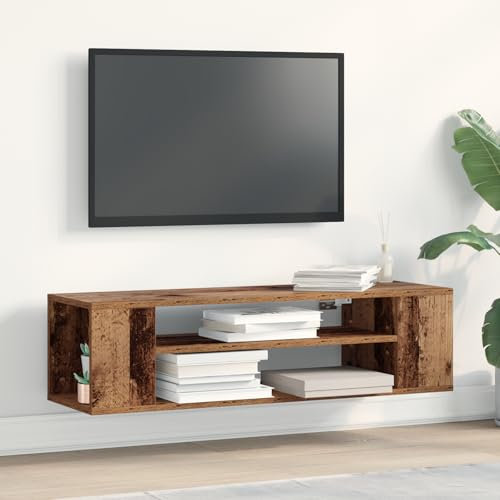 QJBSAVVA Mobile TV da Parete Rustico in Legno Ingegnerizzato 100x30x26,5 cm Marrone, Mobile Porta TV Soggiorno Salvaspazio con Finitura Texturata per Arredamento Moderno