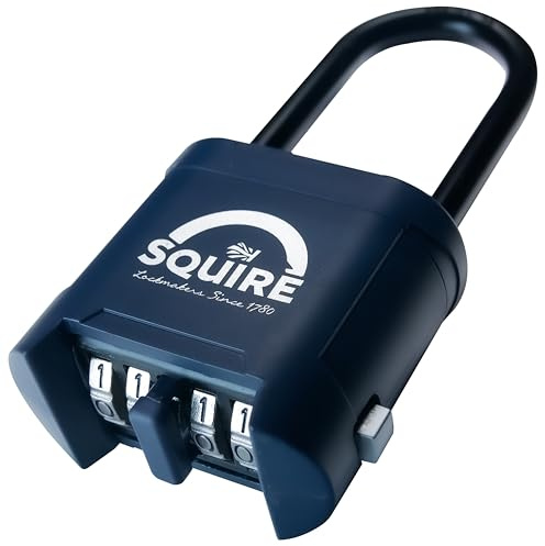 Squire Mystic Combi BF60/2.5 Extra Long Shackle Heavy Duty Combination Padlock – 4 Wheel Code Lock for Gates, Chains, Containers & Outdoor Use – Keyless Security