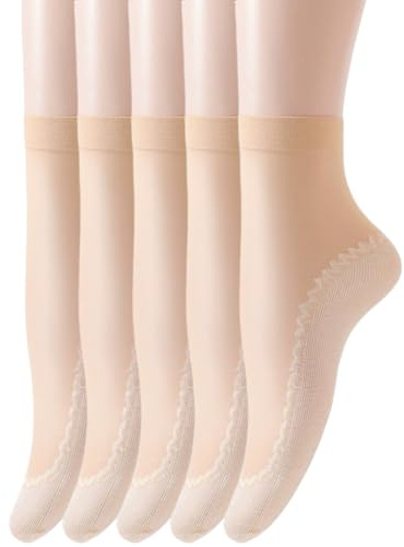 BEAMARKER 10 Paio di Calzini Sottili in Nylon e Seta da Donna, Calzini Corti Trasparenti alla Caviglia, Calze Trasparenti Morbide con Punta Rinforzata per Donna, Estate Peachpuff