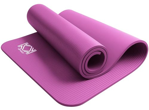 Yoga Mat 15mm thick padded NBR Exercise Mats for yoga, Pilates and gymnastics suitable for both man and women with non-slip material with carry Strap for Yoga - 4 colors Black, Blue & Purple, Hot Pink