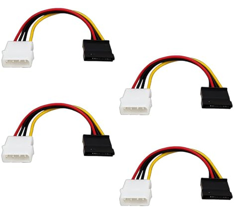 4 Piezas Cable Adaptador Alimentación Molex a SATA, Conversor Cable LP4 Molex 4 Pines Macho a SATA 15 Pines Hembra para HDD SSD CD-ROM, Diviso para Equipos de Sobremesa y Ampliación de Dispositivos