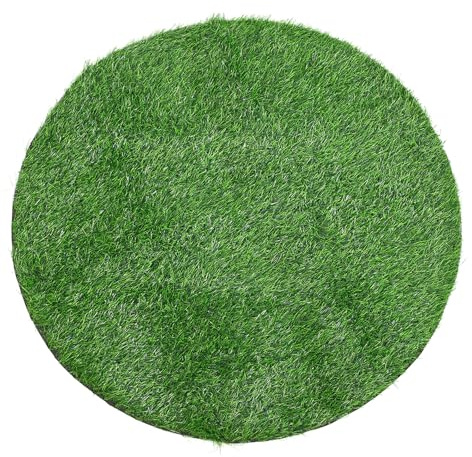 Didiseaon Sintetica Decorativa Rotonda 100 CM Diametro Artificiale Verde Finta Resistente UV per Patio e Giardino Tappeto Erboso Artificiale per Tombino Decorazione da Tavolo e