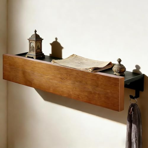 WJUAN Perchero de Pared, 40 cm Percheros Pared Modernos, Perchero Baño con 8 Ganchos, Fabricado en Madera de Hierro, para Guardar Ropa, y Adornos