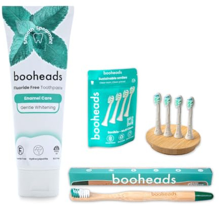 Booheads Fluoride Free Hydroxyapatite Toothpaste and Compatible Sonicare Heads Bundle
