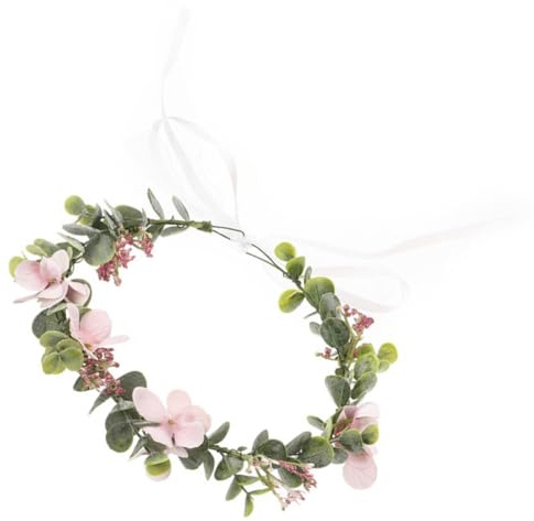 Brautkopfschmuck mit Eukalyptus und Schleierkraut für Fotos, Rosa | Beflockte Blumenoptik, Angenehm zu Tragen, Kreativ und Schick, Passend für Hochzeit und Cosplay