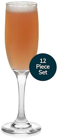 Libbey Catawba Champagne Flutes Set of 12 (6 oz), Elegant Stemmed Flute Glasses, Dishwasher Safe Sparkling Wine and Mimosa Glasses