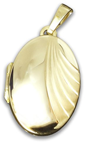 333/ Gold Medaillon teil-mattiert 22 x 17 mm