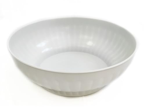 Ecoplast | Insalatiera in Plastica Costolata 12 Lt, Ciotola Cucina Bianca, ø42, Made in Italy