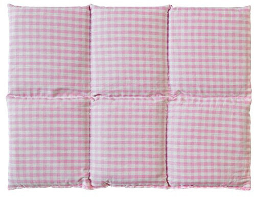 Rapssamenkissen groß 6-Kammer 40x30cm - Bio Stoff rosa-weiß - Wärmekissen Körnerkissen