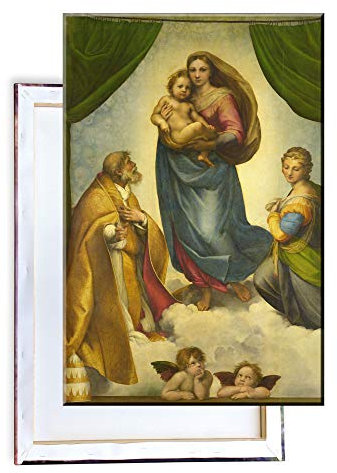 Unified Distribution Raphael - Die Sixtinische Madonna - Klassisches Gemälde - Replik auf Leinwand 120x80cm