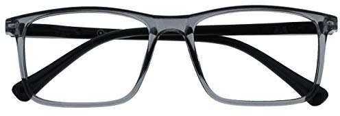 OPULIZE Ink Fernbrille Kurzsichtigkeit Groß Rechteckig Rahmen Federscharniere Kratzfest Grau Herren Damen M4-7 -1.00