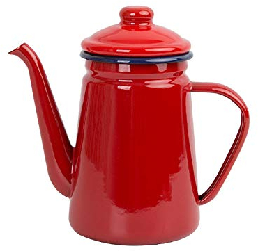 SLHP - Caffettiera da 1,1 l, bollitore da campeggio, brocca smaltata, stile vintage