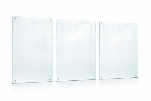 TMK ArtDeko – Herdabdeckung - Spritzschutz Glasplatte 3 Teilig 30x52 cm – Herdschutz aus Sicherheitsglas – Robust, Hygienisch & Rutschfest– Schutz für Induktion, Ceran, Gas & Elektro