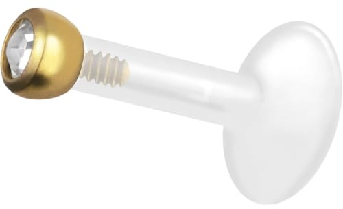 PIERCINGLINE PTFE Labret mit Innengewinde | TITAN AUFSATZ KRISTALL | Piercing Lippe Nase Ohr Helix | Farb & Größenauswahl