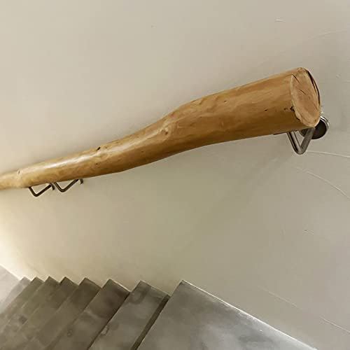 Handlauf Holz Treppengeländer 50-500cm Handläufe for Treppen Massivholz Wandhandlauf for Innen Außen Brüstung Bausatz mit Wandhalterung mit Dübeln