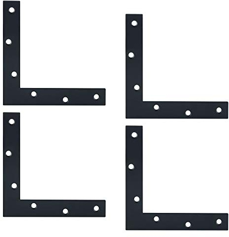 SAYAYO Soporte de Esquina de Placa Plana Escuadras Metalicas de Reparación Ángulo en Forma L 150mm Acero Inoxidable para Silla, Ventana, Muebles Unir Fijación y Conexión, EJ7150LB-4P-EU