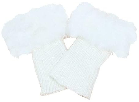 LUCKKY Frauen Pelz-Besatz Beinwärmer Stiefel Abdeckung,1 Paar Damen Gestrickte Kunstpelz Stulpen Socken,Damen Winter Beinwärmer Stulpen Legwarmers,Winter Gestrickt Beinwärmer Stulpen Socken (Weiß)