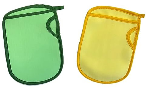 SWYSGS 2 guantes de ducha exfoliante, guantes de baño exfoliante de doble cara, limpieza profunda de la piel muerta, Spa de belleza de la piel ducha, verde y amarillo