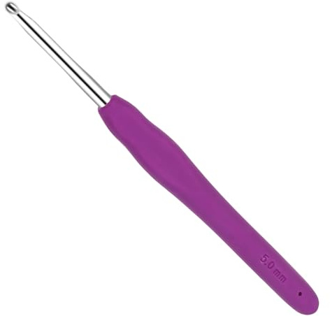 Coopay Häkelnadel 5,0 mm Mit Buntem TPR Griff - Ergonomische Häkelnadel für Arthritische Hände, Weicher Griff und Aluminium Häkeln
