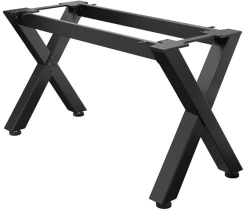 GGMMÖBEL Juana | Tischbeine Metall Schwarz | 2 Stück X Form Tischkufen mit 2 x Verbinder | L: B: H: 155 x 70 x 73cm | Möbelkufen für Schreibtisch, Esstisch