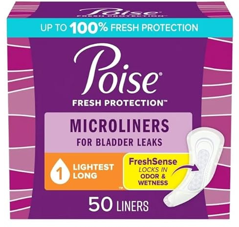 Healthy Surplus Poise Microliners, Longest Length - Incontinence 1 Drop Lightest Absorbency, 50 Count (2 Pack - Total of 100 Liners) and Vital Volumes Skin Care Basics Tips Card | Bundle (100 Liners)