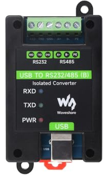 Waveshare USB to RS232/485 Industrial Grade Isolated Converter, Onboard Original FT232RNL Chip, Multiple Protection, Wall-Mount and Rail-Mount Support