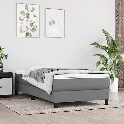 CKioict Palettenbett Modernes Bettgestell Jugendbett Boxspringbett mit Matratze Dunkelgrau 80x200 cm StoffGeeignet für Arbeitszimmer, Wohnzimmer, Hotel