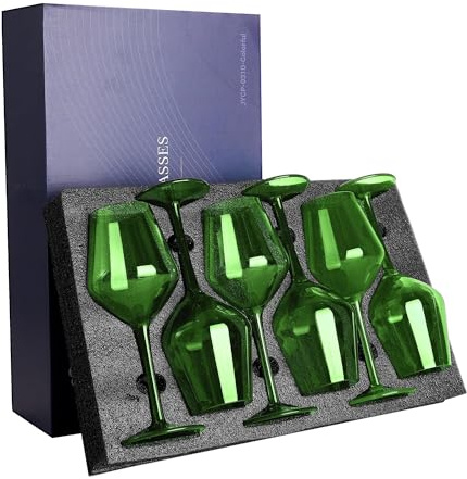 COOKY.D Copas de Vino Irrompibles Que Flotan en la Piscina - Lote de 6 440ml - Copas de Vino Tinto de Tallo Largo para Piscina - Verde