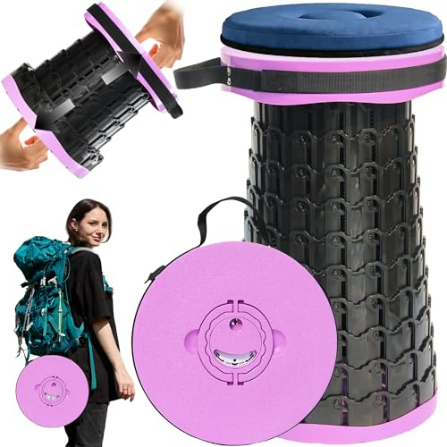 PLOGGING Taburete Plegable XXL Mejorado, taburetes portátiles para Adultos, Silla Plegable más Resistente con Capacidad de Carga de 1000 Libras, Ajustable, retráctil, Taburete de Camping para