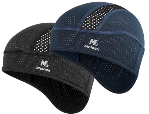 MELASA Cooling Skull Cap Helmet Liner for Men, Non-Slip Breathable Hard Hat Liner with Neck Shade, Sweat Wicking Cycling Cap