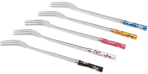 (5 Pezzi) Forchetta Per Torta Lunare Forchetta Per Torta Da Dessert Forchetta Per Frutta Forchetta Piccola in Acciaio Inossidabile Forchetta Per Fiori Di Diamante (Misto)