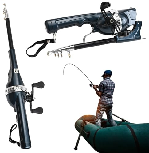 Cymwer Tragbare, zusammenklappbare Reiseruten, Teleskop-Spinnrute mit Angelschnur, Seestange aus Kohlefaser for Outdoor-Angeln, Geschenke for Männer