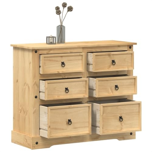 JUDYY Kommode Corona 110x43x91 cm Massivholz Kiefer, Kommode, Komodenschrank, Schubladenelement, Schreibtisch Schrank, Kosmetikschrank, Kleine Schrank, Schubladenkommode - 4005676