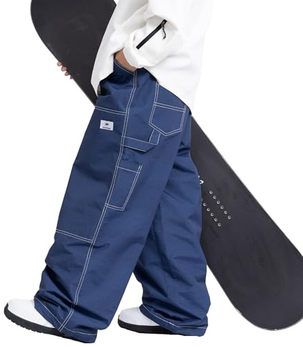 SNOWVERB Streetwear-Snowboard-Jeans für Damen und Herren, wasserdicht, lockere Passform, isoliert, winddicht, Baggy Schneehose
