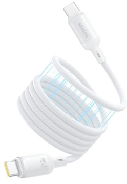 Baseus PicoGo - Cavo USB C magnetico 240 W PD 5A, 1 m, in silicone liquido, 480 Mbps, cavo di trasferimento dati tipo C per MacBook, iPad, iPhone 16 Pro Max, Google Pixel 9 Pro - Moon White